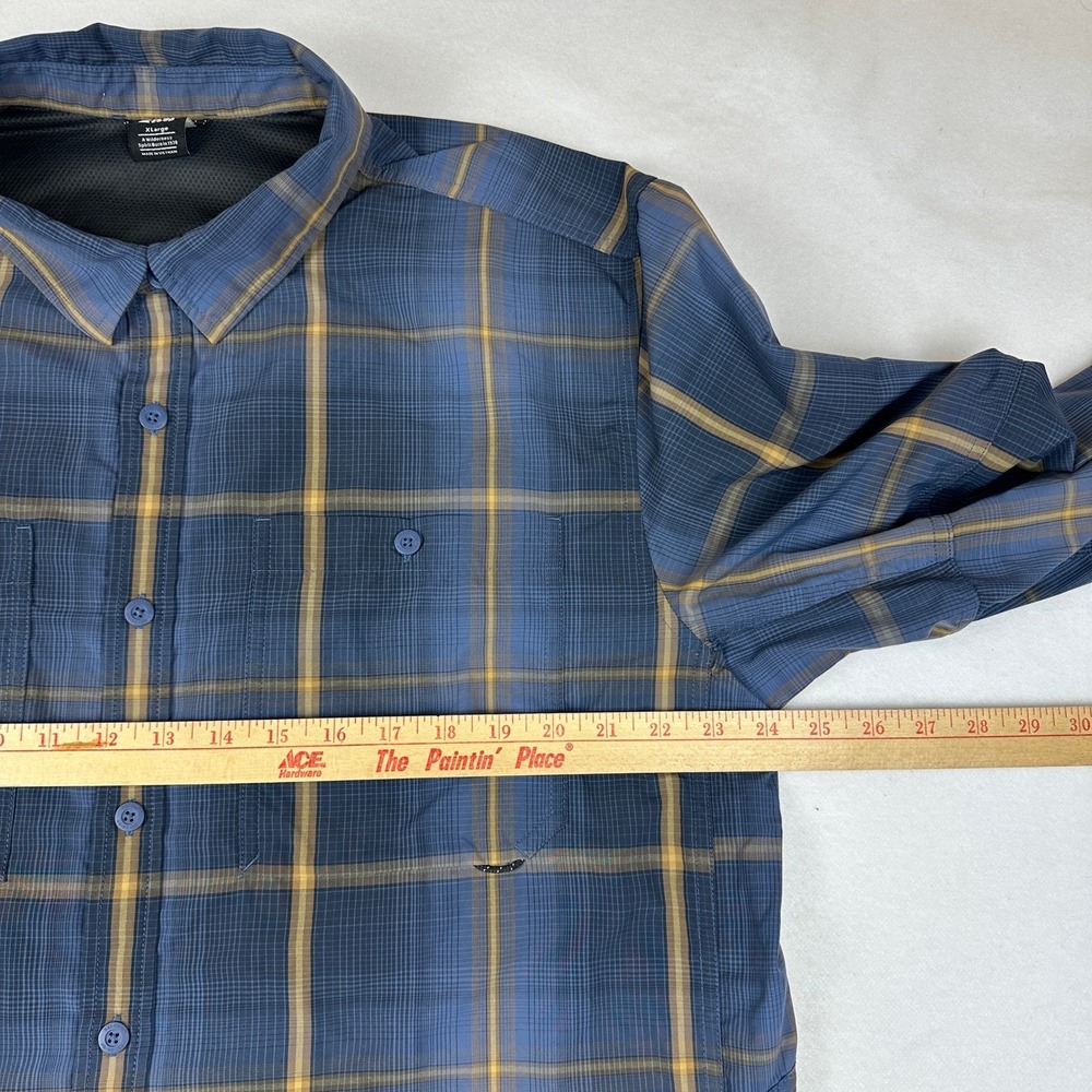REI Co-op Mens XL Blue Plaid Long Sleeve Button Down Hiking Shirt Ripstop Vented - Picture 13 of 15